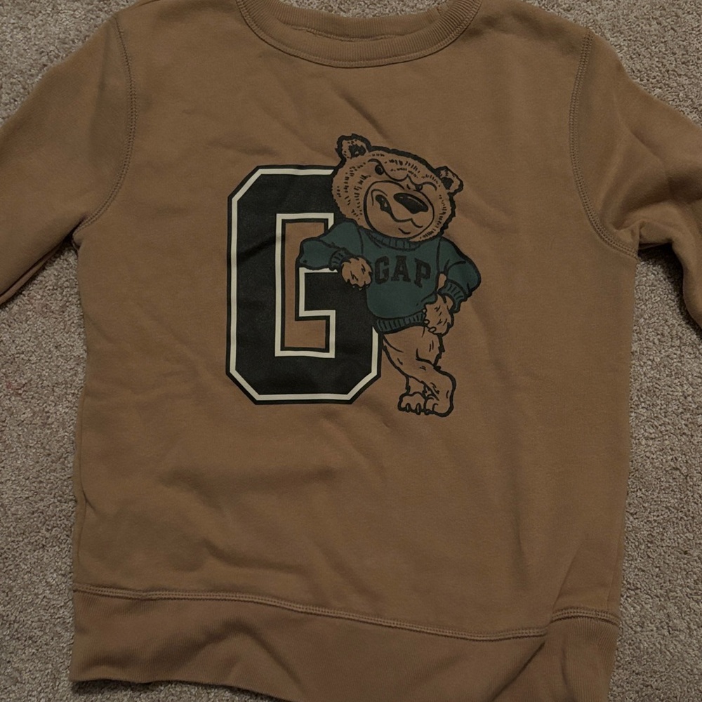 GAP Tan Sweatshirt with Bear Graphic